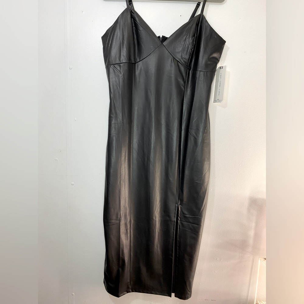 New Black long Faux leather dress XL super sexy and comfortable.